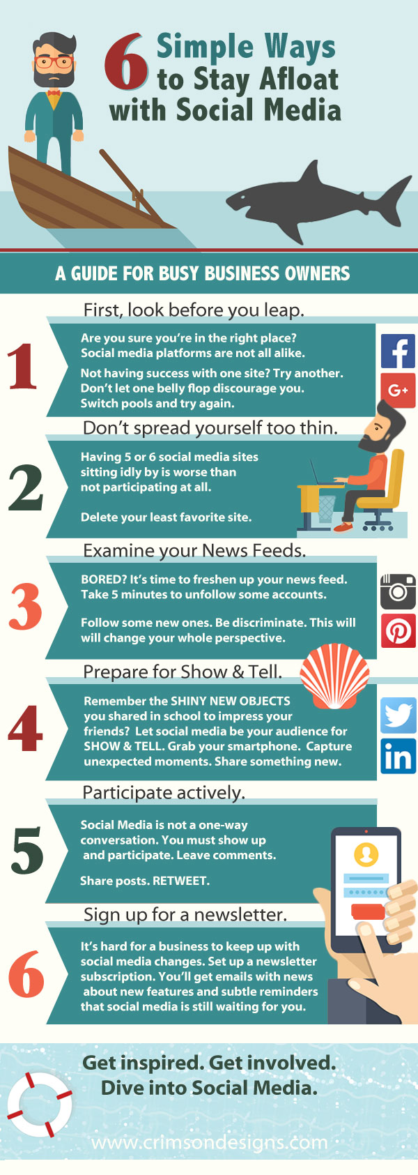 6 Simple Ways to Stay Afloat with Social Media - Infographic