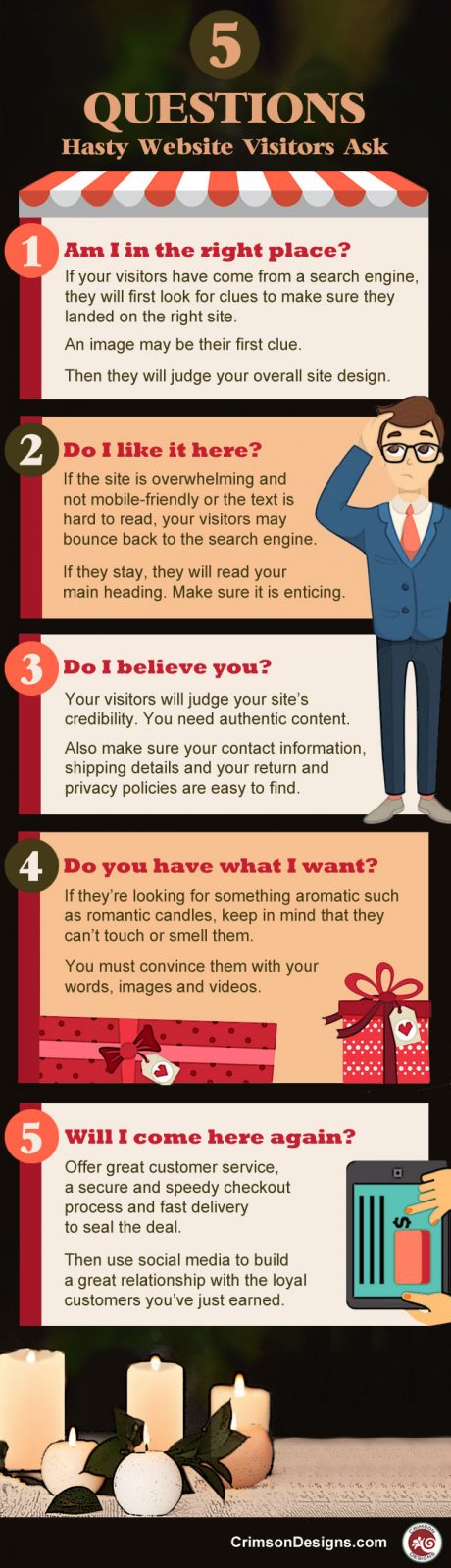 5 Questions Hasty Website Visitors Ask - Infographic